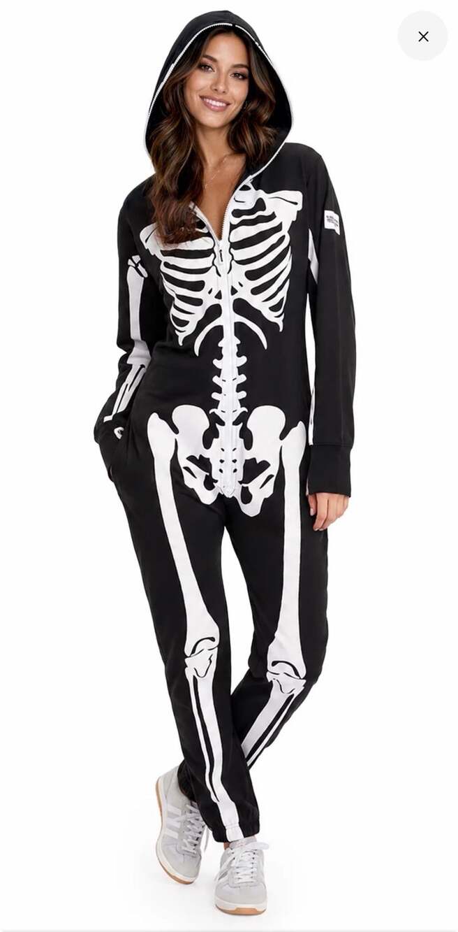 Tipsy Elves Skeleton Costume Full Zip Hooded One Piece Outfit Brand New Size S